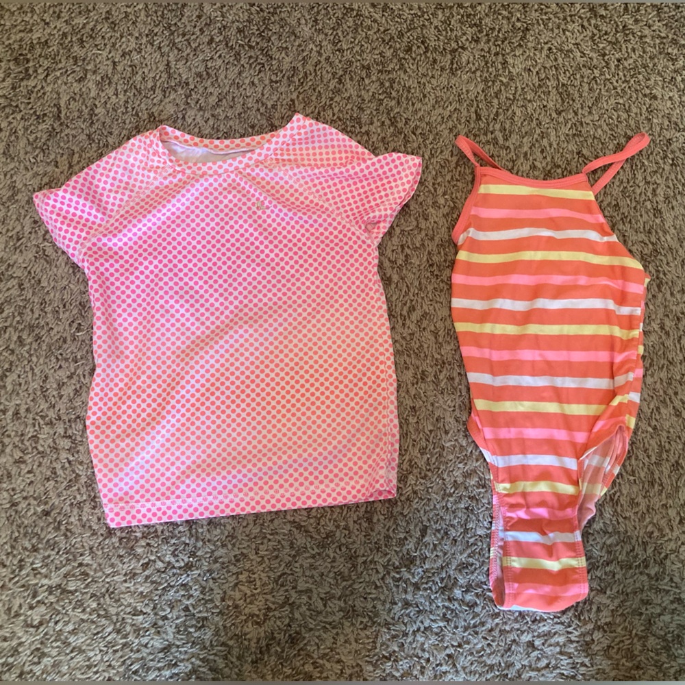 Girls Swimsuit and Rashguard size 5